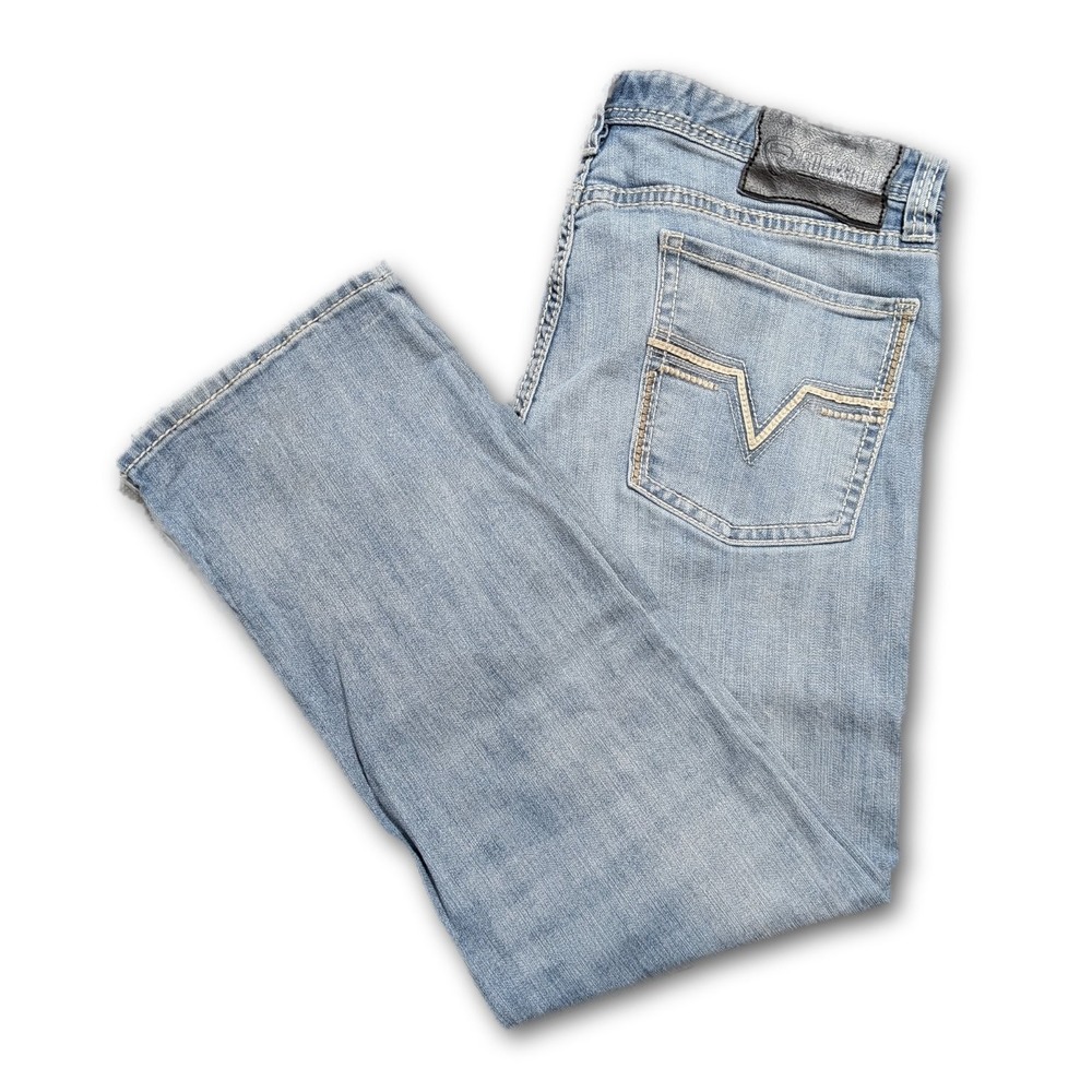 Rock & Roll JAKE Mens Jeans Revolver Straight Blue 38x30 Slim Stretch Light Wash